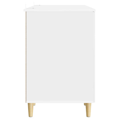 Desk High Gloss White 142.5 x 50 x 75 cm Engineered Wood