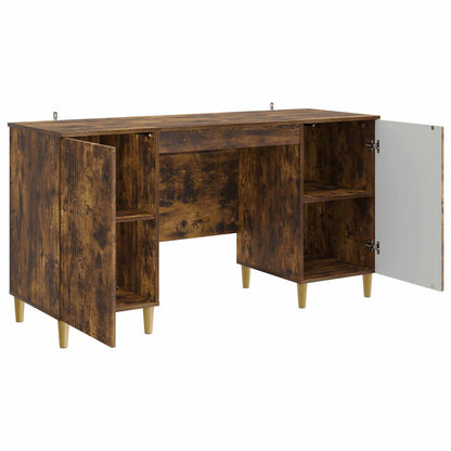 Desk with Shelf Smoked Oak 142.5 x 50 x 75 cm Engineered Wood