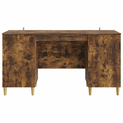 Desk with Shelf Smoked Oak 142.5 x 50 x 75 cm Engineered Wood