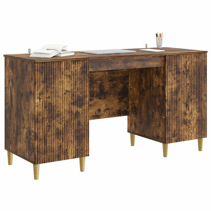 Desk with Shelf Smoked Oak 142.5 x 50 x 75 cm Engineered Wood