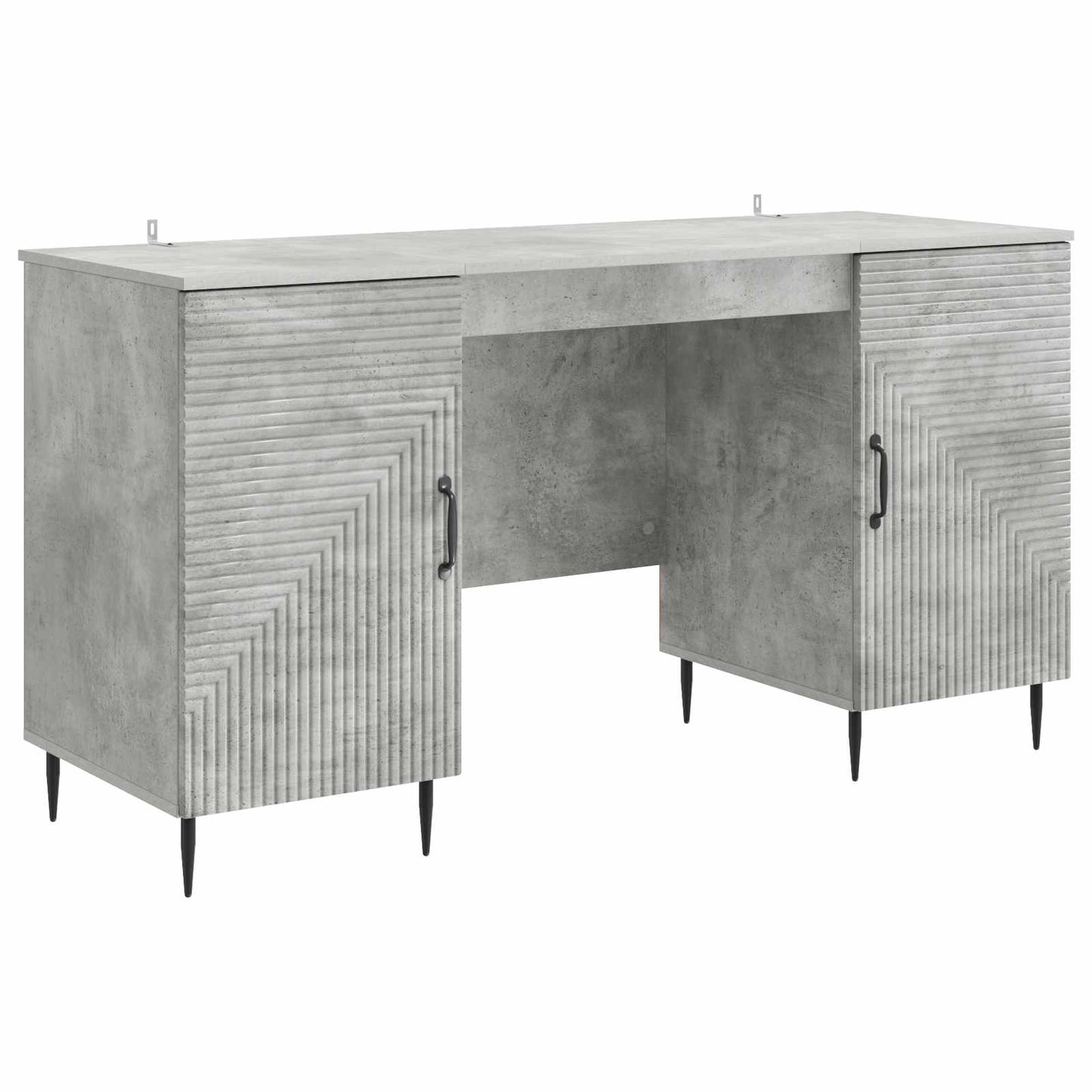 Desk with Door Concrete Grey 142.5 x 50 x 75 cm Engineered Wood
