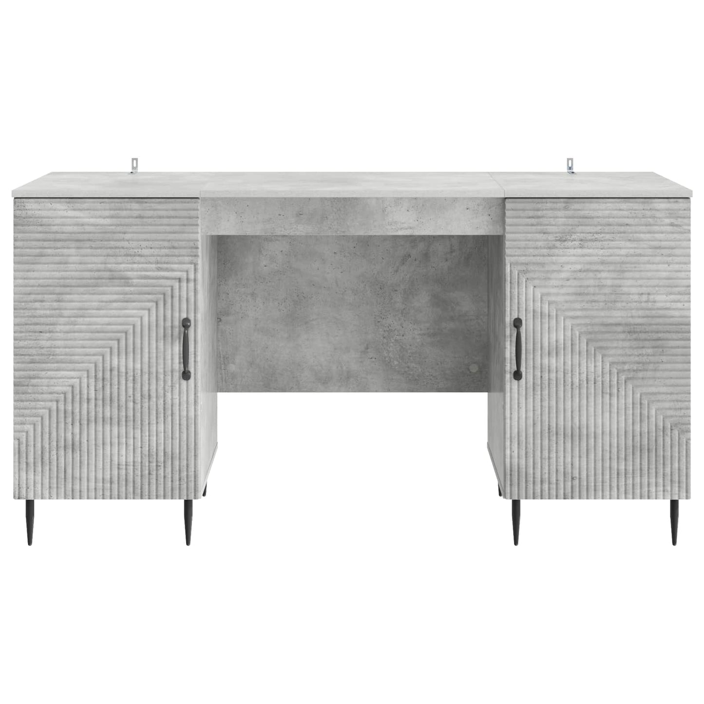 Desk with Door Concrete Grey 142.5 x 50 x 75 cm Engineered Wood