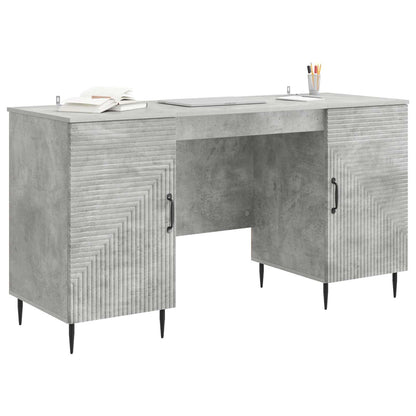 Desk with Door Concrete Grey 142.5 x 50 x 75 cm Engineered Wood