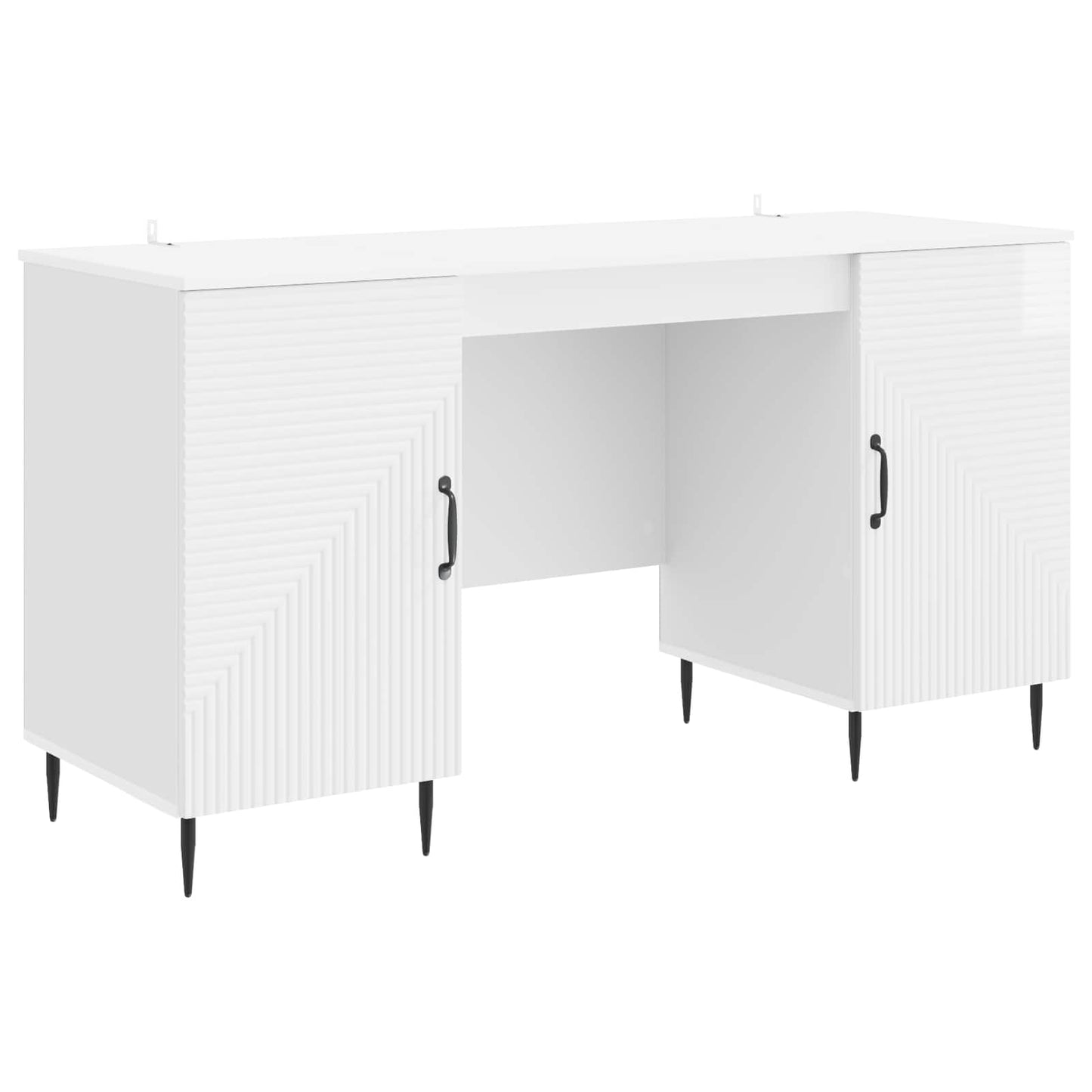 Desk High Gloss White 142.5 x 50 x 75 cm Engineered Wood