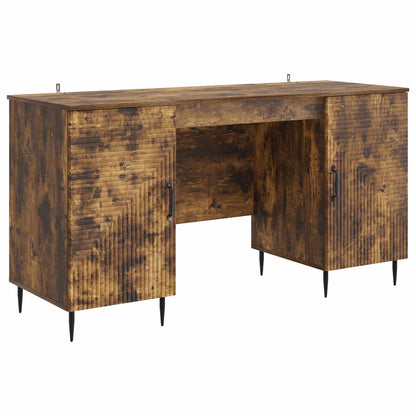 Desk with Shelf Smoked Oak 142.5 x 50 x 75 cm Engineered Wood
