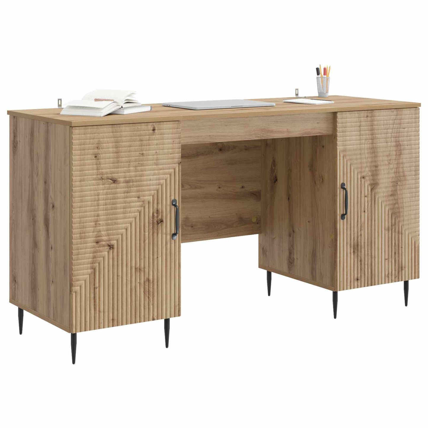 Desk with Shelf Artisan Oak 142.5 x 50 x 75 cm Engineered Wood