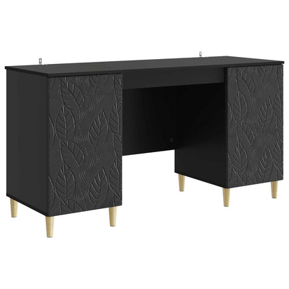 Desk Black Engineered Wood 142.5 x 50 x 75 cm