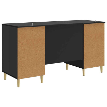 Desk Black Engineered Wood 142.5 x 50 x 75 cm