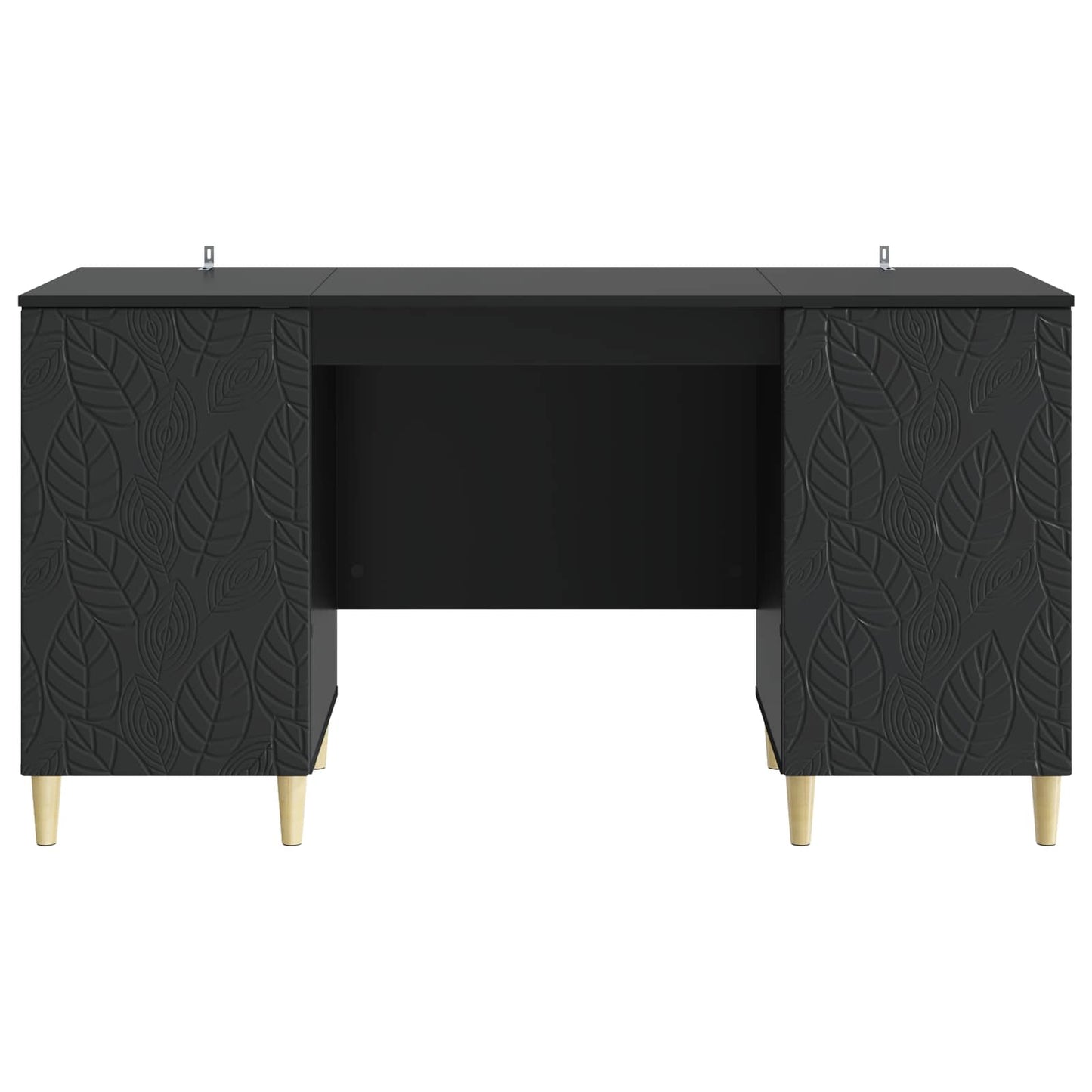 Desk Black Engineered Wood 142.5 x 50 x 75 cm