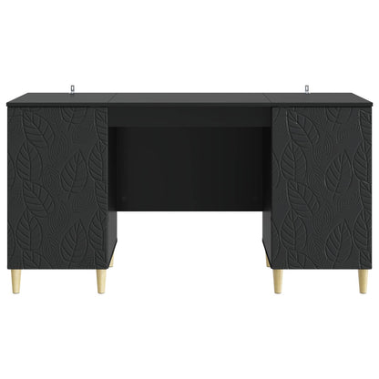 Desk Black Engineered Wood 142.5 x 50 x 75 cm