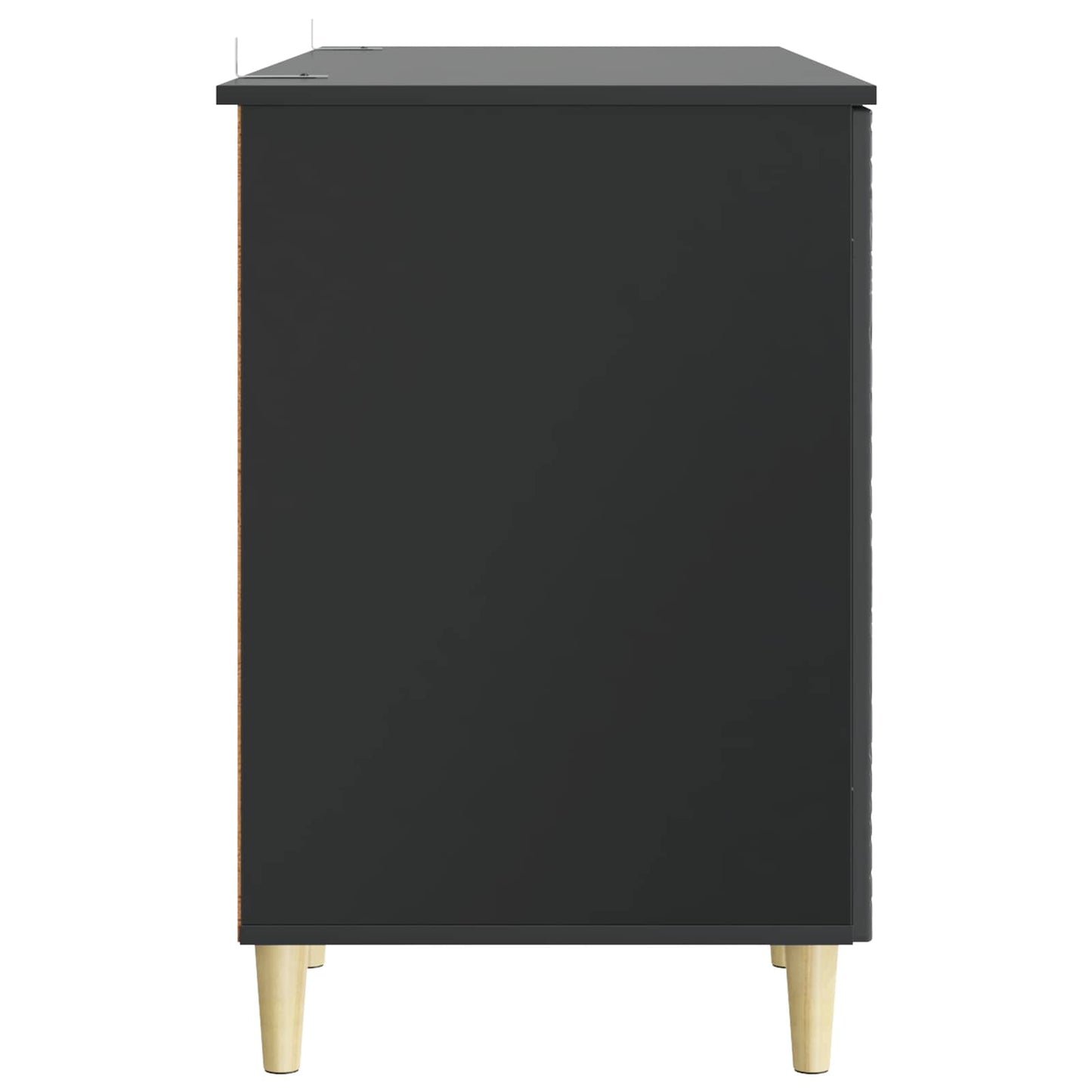 Desk Black Engineered Wood 142.5 x 50 x 75 cm