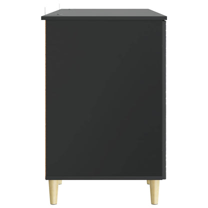 Desk Black Engineered Wood 142.5 x 50 x 75 cm