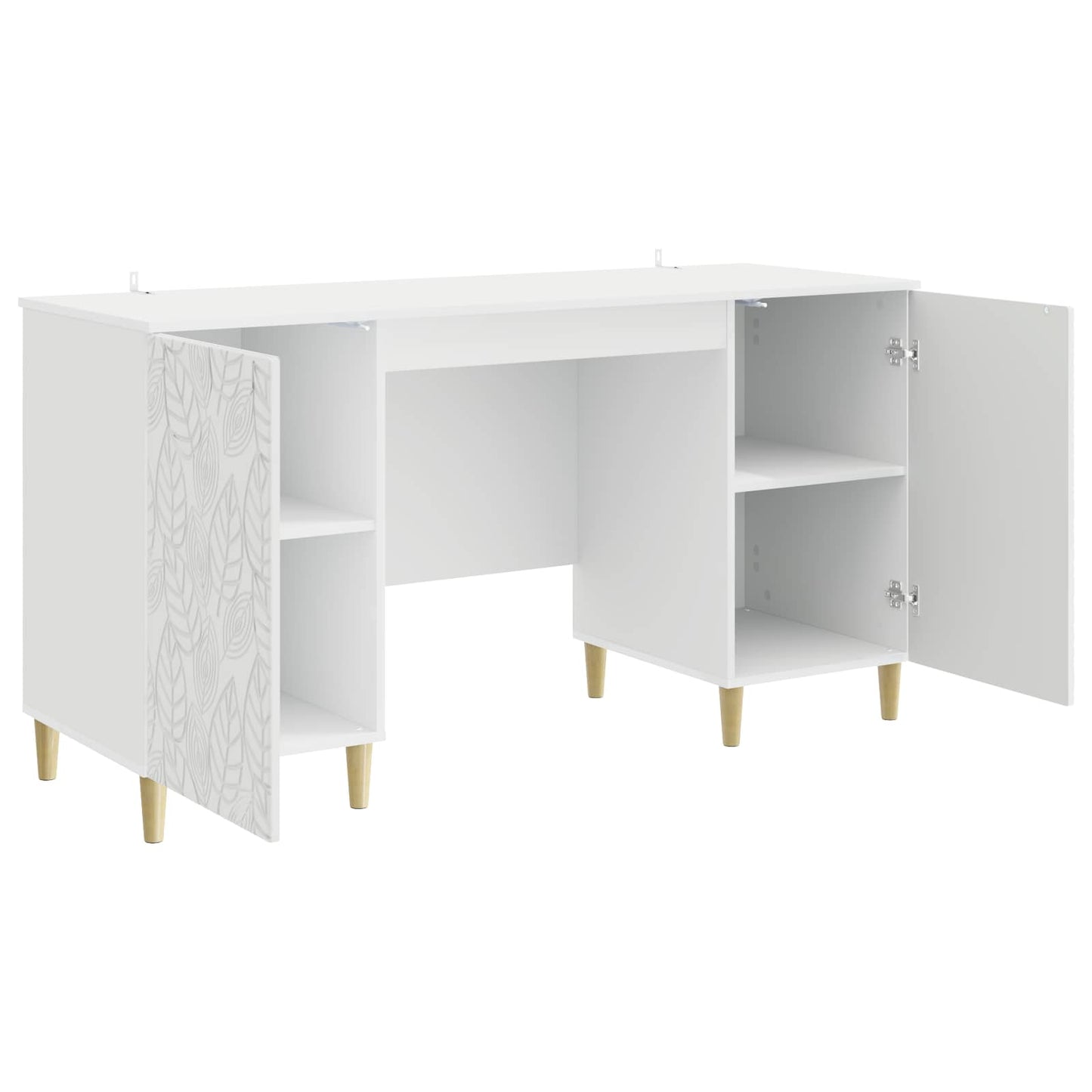 Desk High Gloss White Engineered Wood 142.5 x 50 x 75 cm