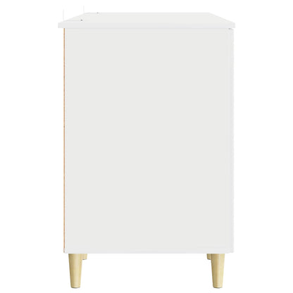 Desk High Gloss White Engineered Wood 142.5 x 50 x 75 cm