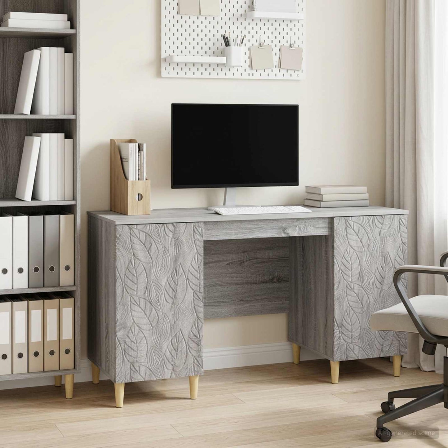 Desk Grey Sonoma 142.5 x 50 x 75 cm Engineered Wood