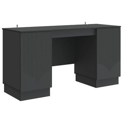 Desk with Shelf Black 142.5 x 50 x 75 cm Engineered Wood