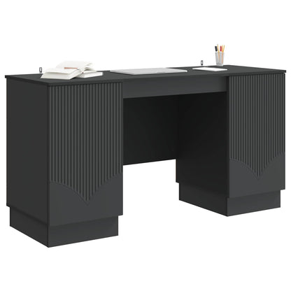 Desk with Shelf Black 142.5 x 50 x 75 cm Engineered Wood