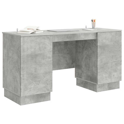 Desk with Door Concrete Grey 142.5 x 50 x 75 cm Engineered Wood