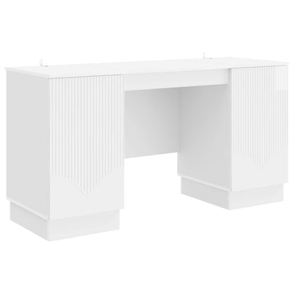 Desk High Gloss White 142.5 x 50 x 75 cm Engineered Wood