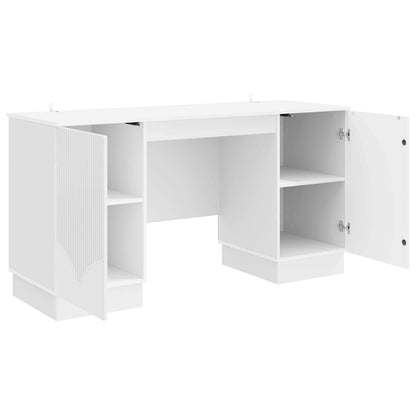 Desk High Gloss White 142.5 x 50 x 75 cm Engineered Wood