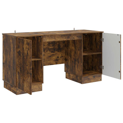 Desk with Shelf Smoked Oak 142.5 x 50 x 75 cm Engineered Wood