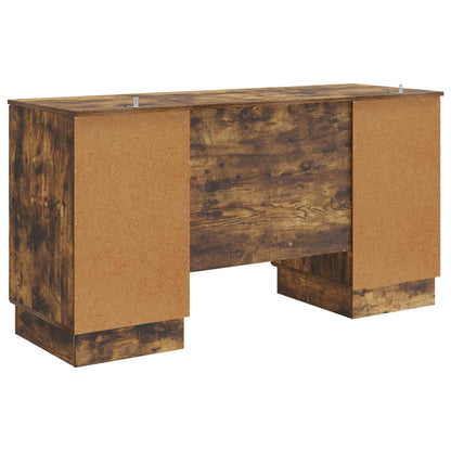 Desk with Shelf Smoked Oak 142.5 x 50 x 75 cm Engineered Wood