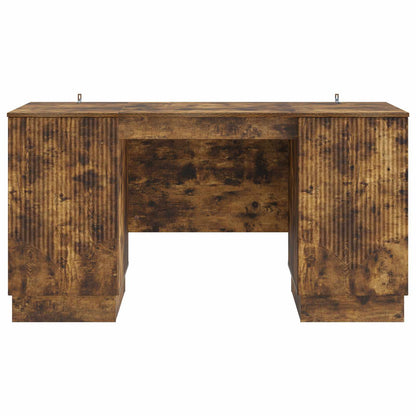 Desk with Shelf Smoked Oak 142.5 x 50 x 75 cm Engineered Wood