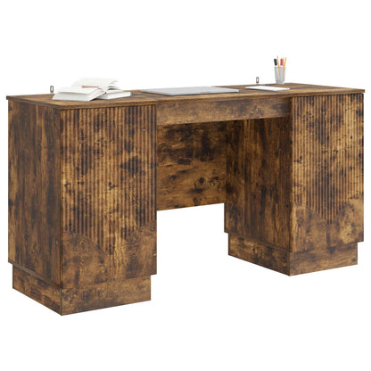 Desk with Shelf Smoked Oak 142.5 x 50 x 75 cm Engineered Wood