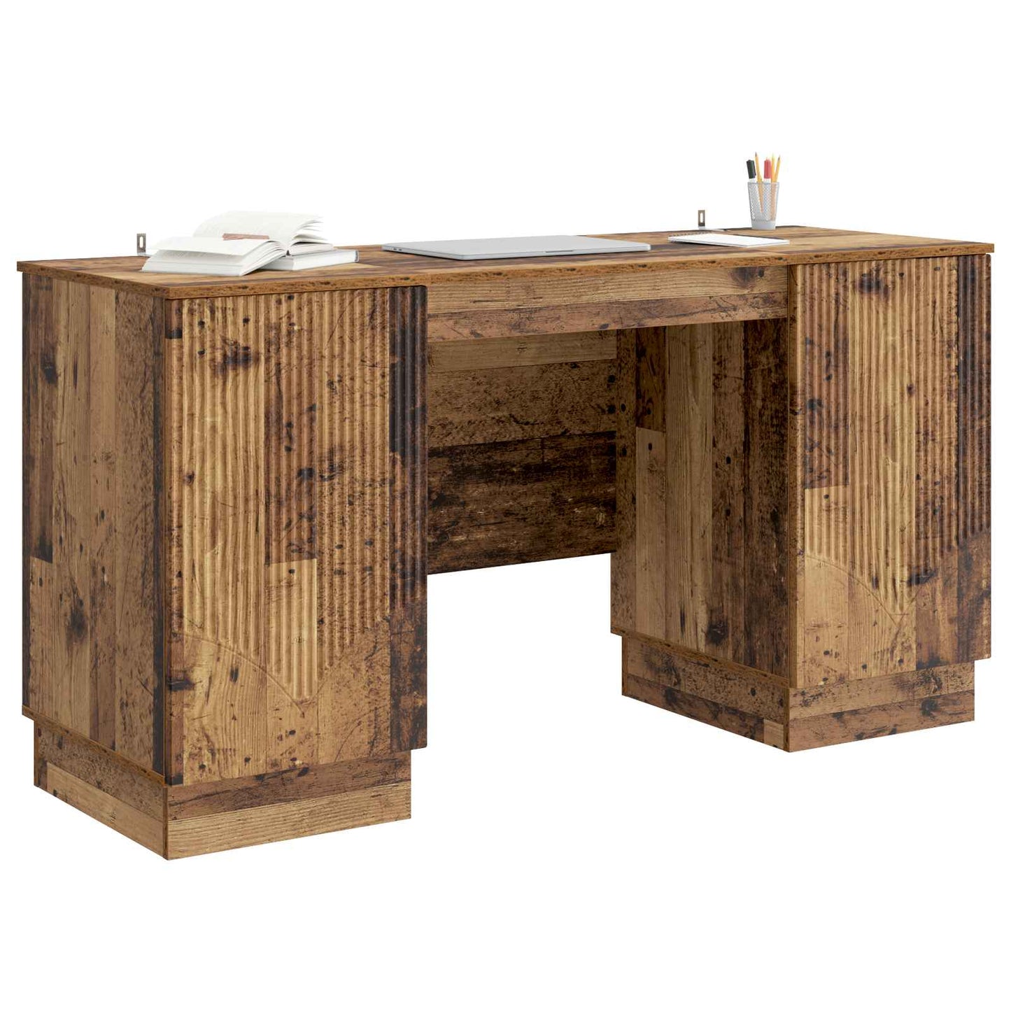 Desk with Shelf Old Wood 142.5 x 50 x 75 cm Engineered Wood