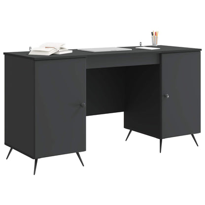 Desk with Shelf Black 142.5 x 50 x 75 cm Engineered Wood