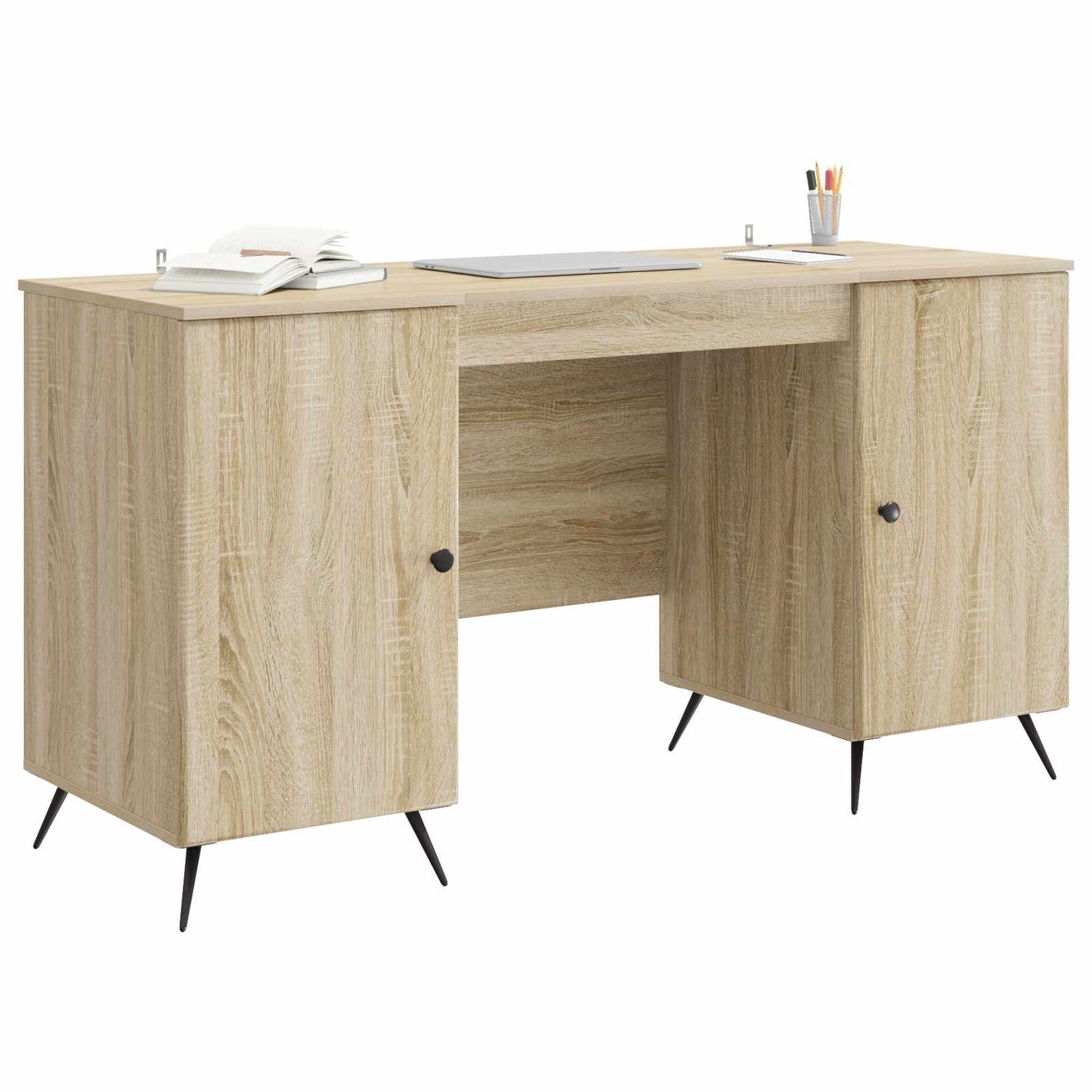 Desk with Shelf Sonoma Oak 142.5 x 50 x 75 cm Engineered Wood
