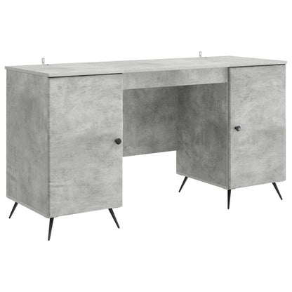 Desk with Door Concrete Grey 142.5 x 50 x 75 cm Engineered Wood
