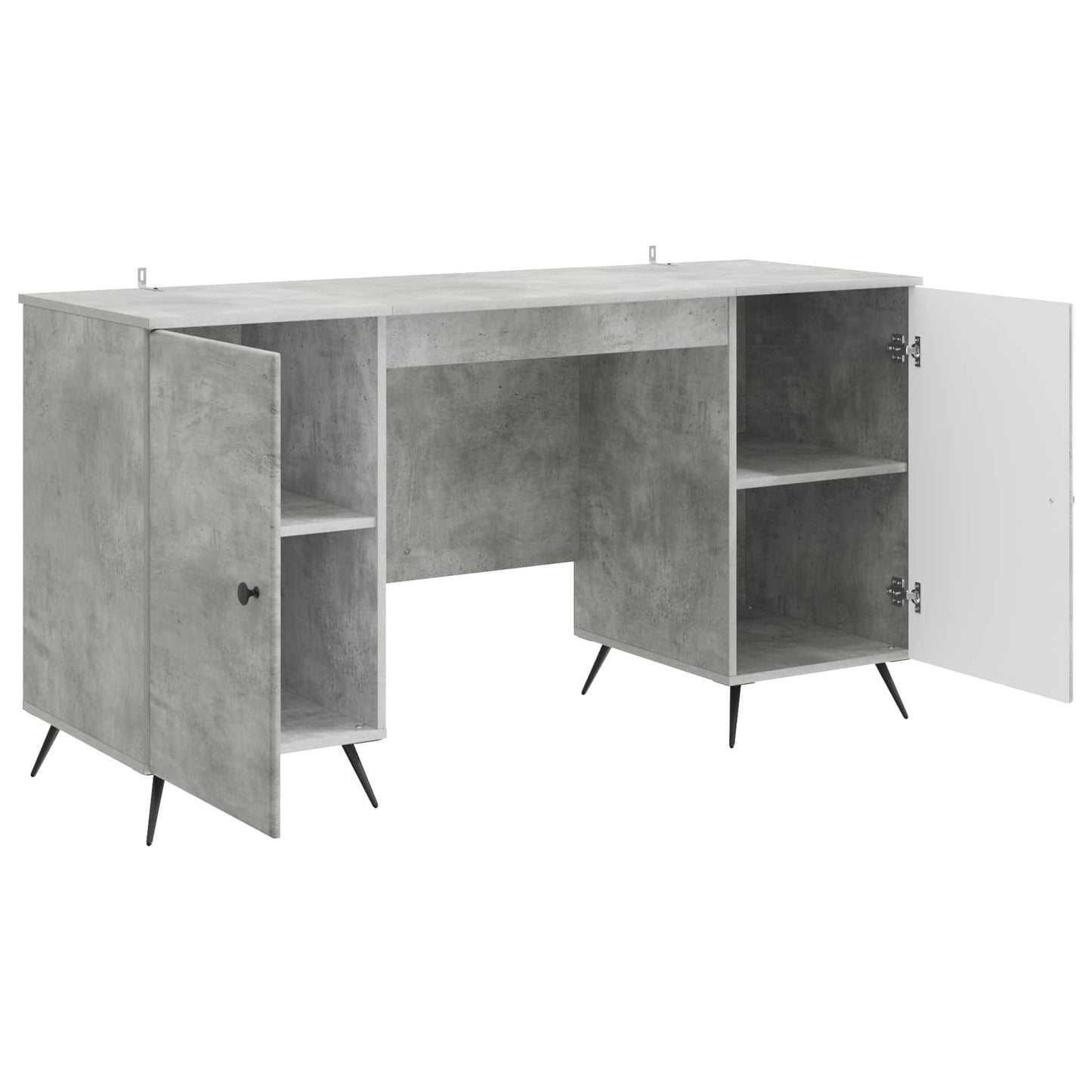 Desk with Door Concrete Grey 142.5 x 50 x 75 cm Engineered Wood