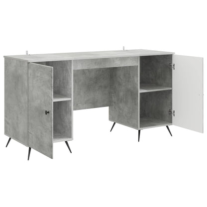 Desk with Door Concrete Grey 142.5 x 50 x 75 cm Engineered Wood