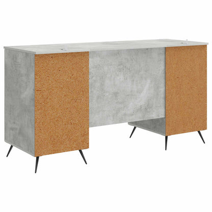 Desk with Door Concrete Grey 142.5 x 50 x 75 cm Engineered Wood