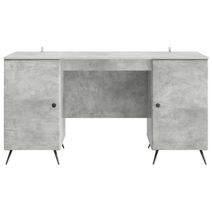 Desk with Door Concrete Grey 142.5 x 50 x 75 cm Engineered Wood