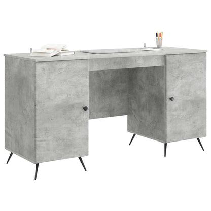 Desk with Door Concrete Grey 142.5 x 50 x 75 cm Engineered Wood