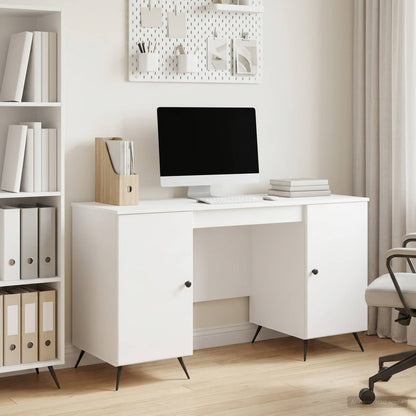 Desk High Gloss White 142.5 x 50 x 75 cm Engineered Wood
