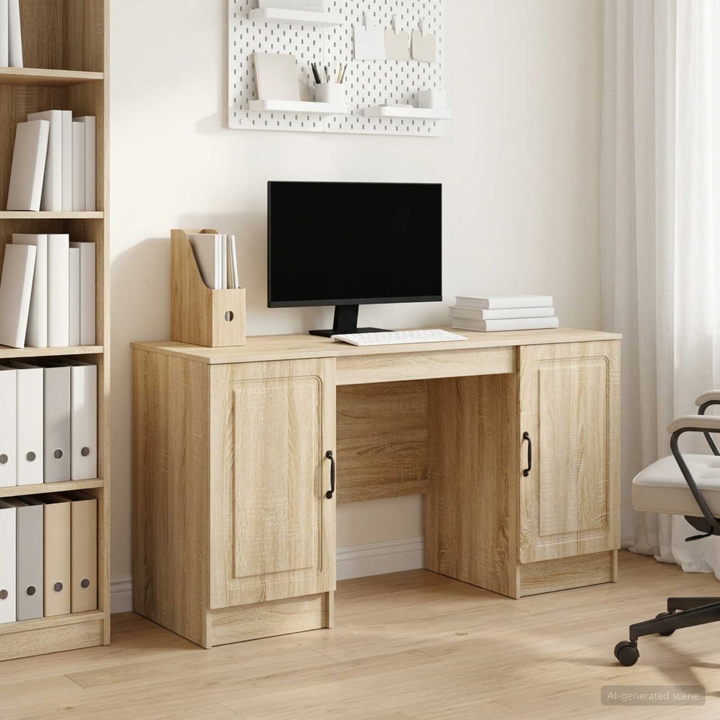 Desk Sonoma Oak 142.5 x 50 x 75 cm Engineered Wood
