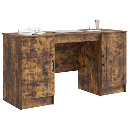 Desk with Shelf Smoked Oak 142.5 x 50 x 75 cm Engineered Wood