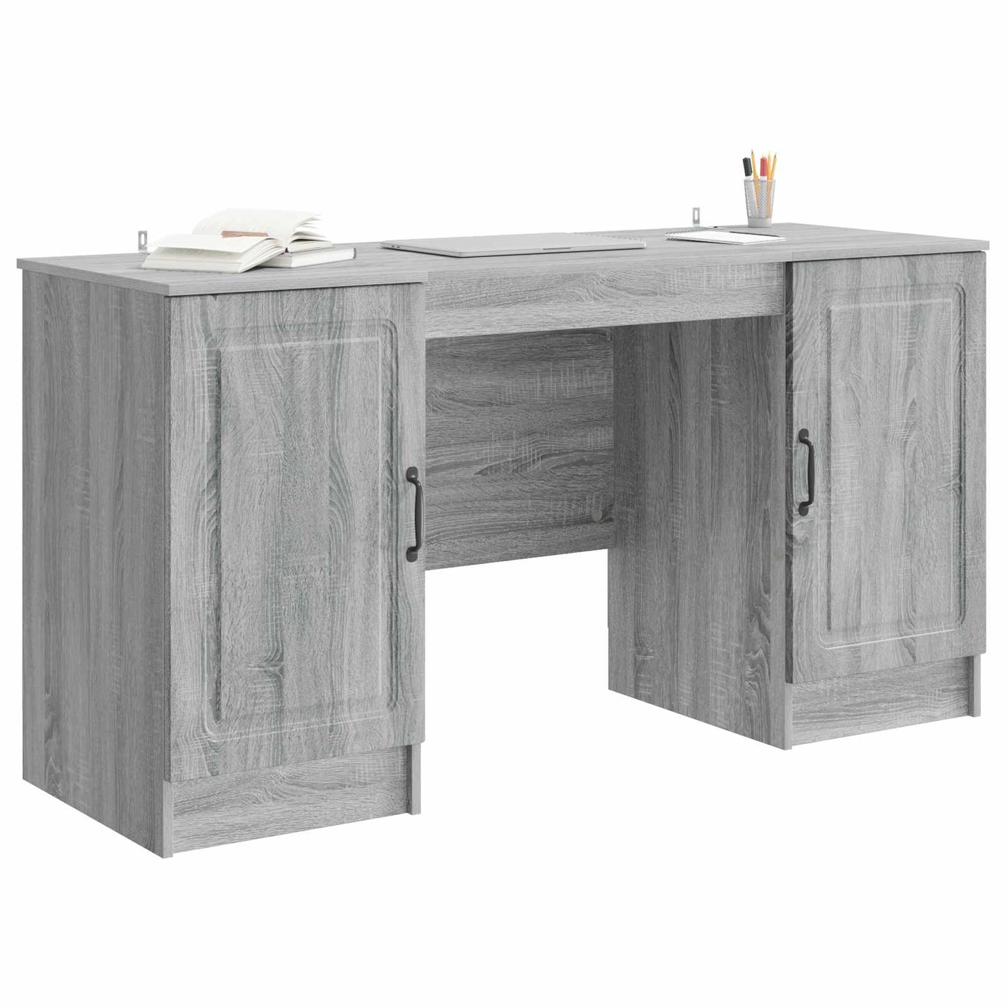 Desk with Shelf Grey Sonoma 142.5 x 50 x 75 cm Engineered Wood