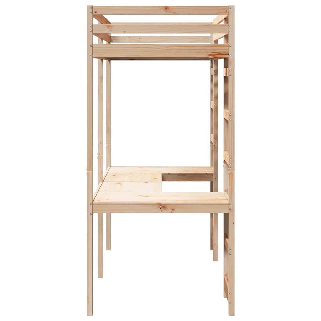 Loft Bed Frame Natural 80 x 200 cm Solid Pine Wood