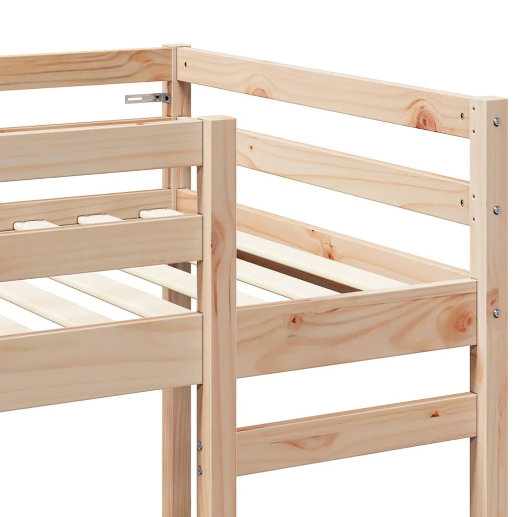 Loft Bed Frame Natural 90 x 190 cm Solid Pine Wood