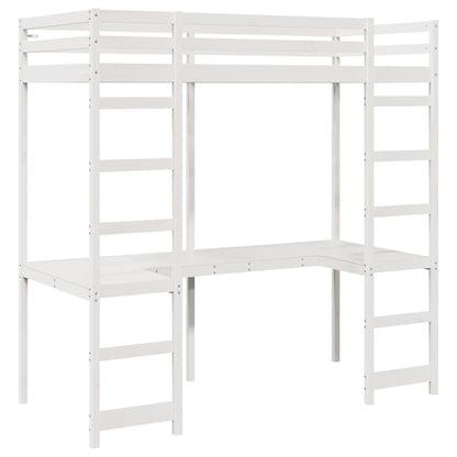 Loft Bed Frame White 75 x 190 cm Solid Pine Wood