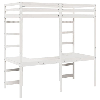 Loft Bed Frame White 75 x 190 cm Solid Pine Wood