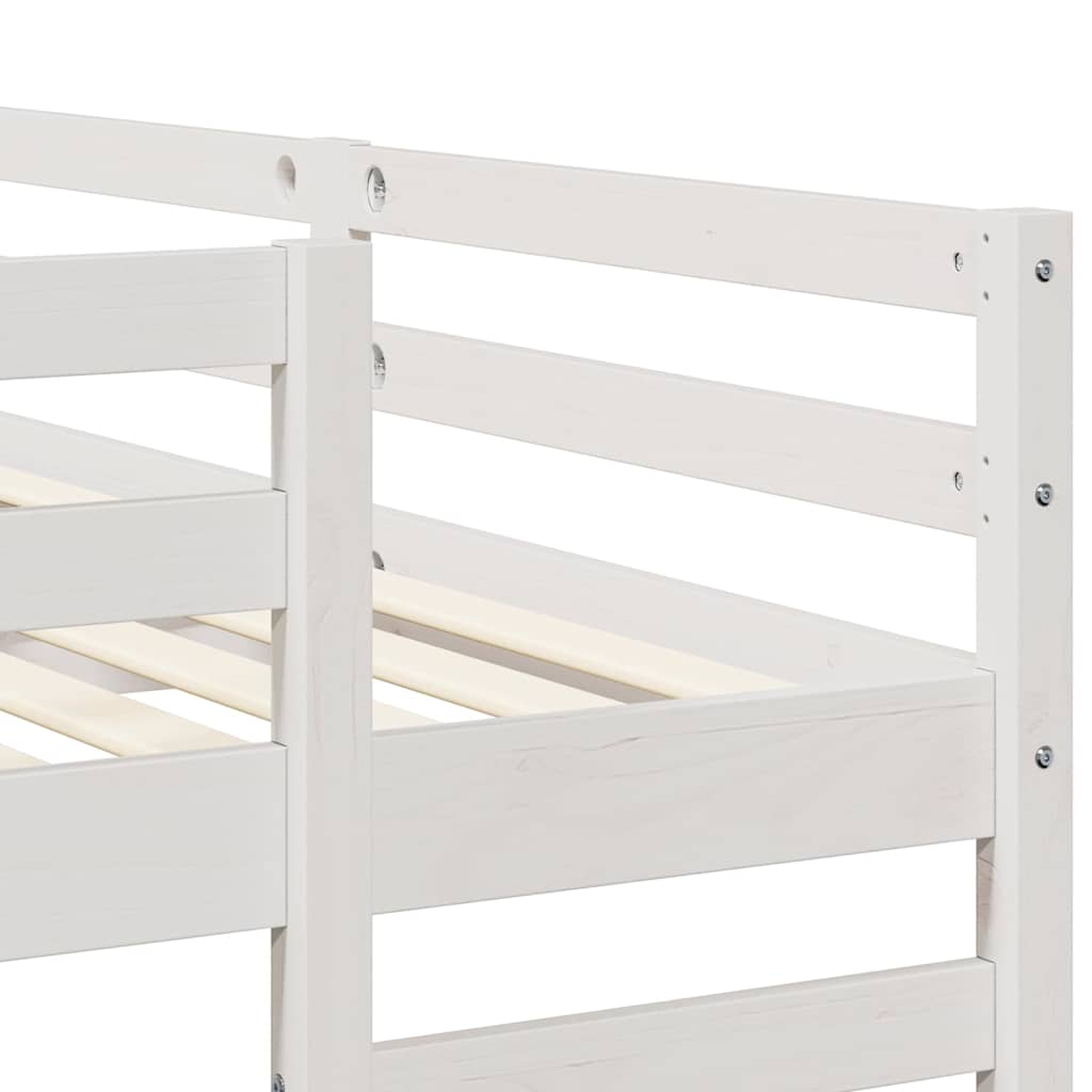 Triple Bunk Bed Frame White 200 x 200 cm Solid Pine Wood