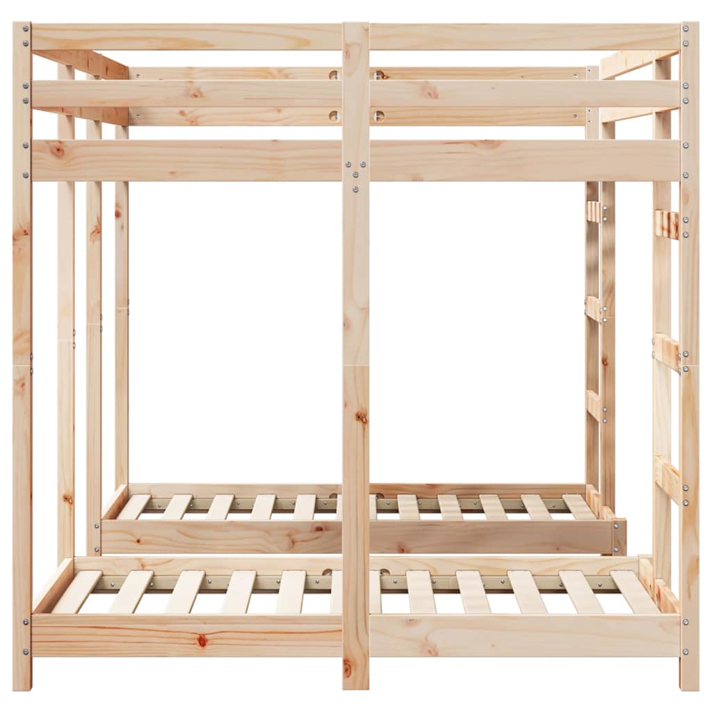 Triple Bunk Bed Frame Brown 140 x 200 cm Solid Pine Wood