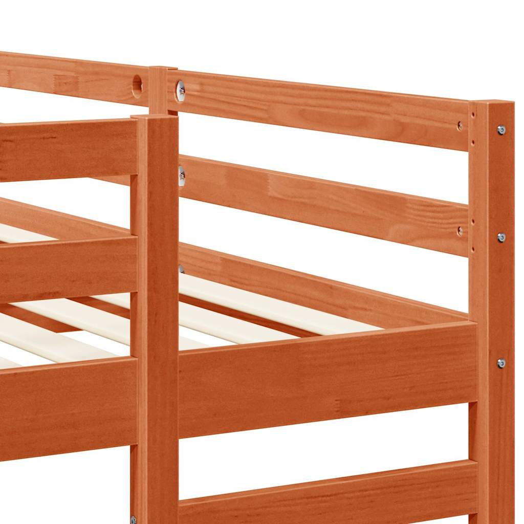 Triple Bunk Bed Frame Wax brown 140 x 200 cm Solid Pine Wood