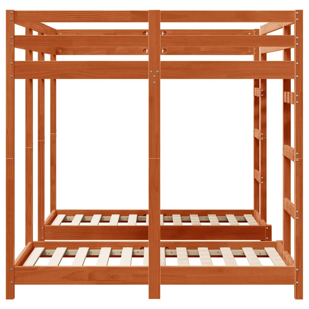 Triple Bunk Bed Frame Wax brown 140 x 200 cm Solid Pine Wood