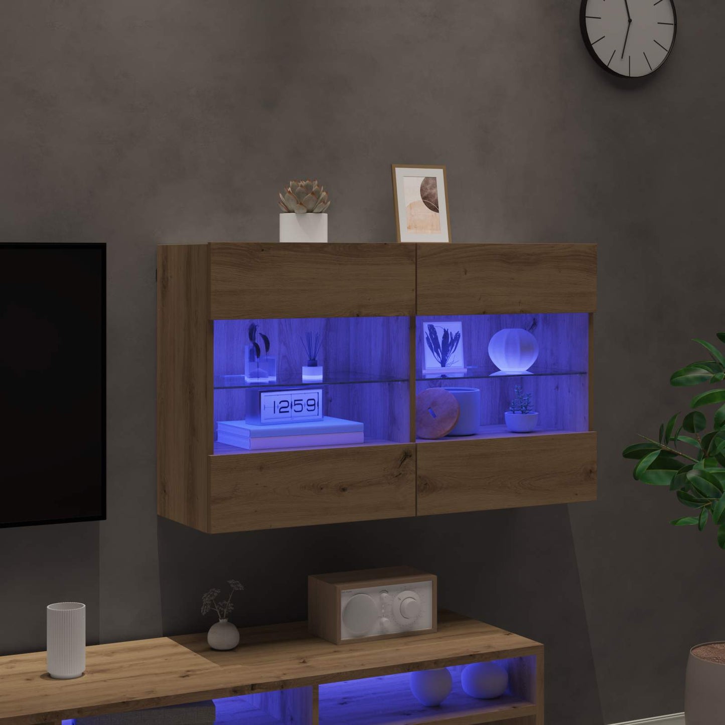 TV Wall Cabinet 98.5 x 30 x 60.5 cm Artisan Oak Engineered Wood